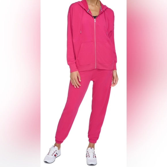 Tommy Hilfiger Zip-Front Logo Pink Hoodie Sweatshirt Size Small NWT MSRP $69.50 - Picture 1 of 4